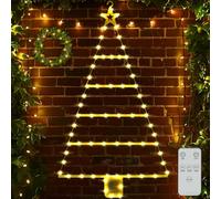 ZQEJEFD Guirlande lumineuse de Noël à piles - 90 cm - Avec télécommande - 8 modes d'éclairage avec minuterie - Pour intérieur et extérieur - Décoration de fenêtre (lumière chaude)