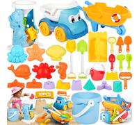 ZQEJEFD Jouet de Plage, 30 PCS Bac à Sable Jouets de Plage,Kit de Jeu de Plage Enfant avec Sac en Filet, Roue À Eau,Pelle Rateau Plage Chateau,Moules à Sable Jouets pour Enfants Intérieur ou Extérieur