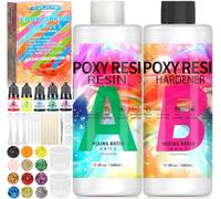 ZQEJEFD Kit Résine Epoxy 1016ml, 1:1 Transparente, Kit Complet Débutant avec Colorant, Paillettes, Tasses à Mesurer pour Bijoux et Décoration Artisanale
