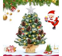 ZQEJEFD Mini Sapin de Noël Artificiel Pré-éclairé de 50 cm avec Décorations et Guirlande Lumineuse LED, Mini Sapin de Noël avec éclairage pour Décoration de Table de Noël pour la Maison et Les Fêtes