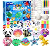 ZQEJEFD Peinture Enfant de Coquillages, 12 PCS Coquillages a Peindre Décorer avec 12 Peintures, 6 Argile et Autocollants, Coquillages Kit Creatif Enfant, Kits de Loisirs Créatifs pour Enfants 5+ Ans