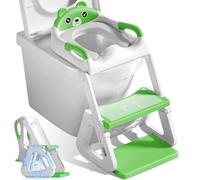 ZQEJEFD Reducteur Toilette Enfant, Reducteur Wc Enfant,2 en 1 Rehausseur Toilette Enfant avec Coussin Anti-éclaboussures et Antidérapant,Tabouret d'escalier,Réducteurs de Toilettes Pliable et Réglable