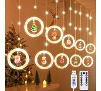 ZQEJEFD Rideau Lumineux Noël, 3M 100LEDs Guirlande Rideau Lumineux Fenêtre D'éclairage avec Minuteur et USB, Guirlande Lumineuse de Noël, rideau lumineux Blanc Chaud pour noël,Mariage,Fenêtre, Patio