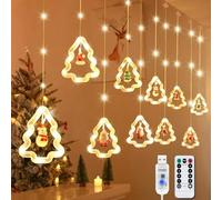 ZQEJEFD Rideau Lumineux Noël 3m, Guirlande Lumineuse Rideau, Rideau Lumineux Blanc Chaud, Guirlande Lumineuse de Noël avec 8 Modes d'Eclairage pour Noël, Mariage, Anniversaire, Maison, Fenêtre, Patio