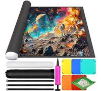 ZQEJEFD Tapis de Puzzle, Tapis Puzzle Rouleau Feutre pour Jusqu'à 1000 1500 2000 3000 Pièces, Puzzle Roll Up Mat, Tapis de Rangement Puzzle, Économiseur de Puzzle Pliable avec 6 Trieur de Puzzle, Gris
