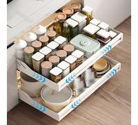 ZQEJEFD Tiroir Coulissant Cuisine, Rangement Coulissant Placard Cuisine, Tiroir de Rangement Coulissant Sous Armoire, Coulisse Tiroir Cuisine sans Perçage, Extensible 33-55cm, Blanc