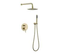 ZQFHSX Douchette à Main, mitigeur monofonction, Ensemble de Douche, Finition Or brossé, système Pluie, pommeau Rond, douchette 8 Pouces (bifonctionnel - 10 tum)