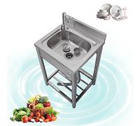 ZQFHSX Ensemble évier de Cuisine en Acier Inoxydable avec Robinet, cuve Unique, idéal pour la Cuisine, Le Lavage et la lessive (60 cm / 24 po), Eau Froide, Durable et Indispensable.