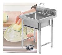 ZQFHSX Évier Commercial en Acier Inoxydable 304 de qualité Utilitaire pour buanderie et Cuisine, pour l'extérieur, l'intérieur, Le Garage, la Cuisine (50 cm/60 cm)