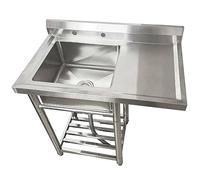 ZQFHSX Évier Commercial en Acier Inoxydable à 1 Compartiment, autoportant, avec Grand Plan de Travail et étagère, pour Garage, Restaurant, Cuisine, buanderie, extérieur (35,4 x 21,3 x 36