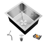 ZQFHSX Évier de Bar en Acier Inoxydable avec Panier d'égouttage, Mini-évier de Cuisine à cuve Unique encastré sous Plan pour buanderie, Camping-Car, Petits espaces (60 x 40 cm)