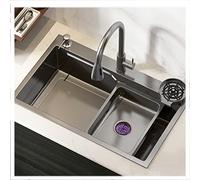 ZQFHSX Évier de Cuisine à encastrer sous Plan, Une cuve, en Acier Inoxydable 304. Résistant à la Rouille et aux huiles. Conception Durable. Dimensions : 65 x 45 x 22 cm. Finition argentée