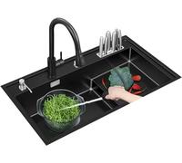 ZQFHSX Évier de Cuisine à Une cuve en Acier Inoxydable 304 avec kit de Montage, Installation encastrée/sous Plan de Travail, Durable, Facile à Nettoyer, idéal pour Les Cuisines Modernes (