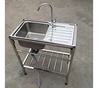 ZQFHSX Évier de Cuisine autoportant en Acier Inoxydable avec Plan de Travail et étagères de Rangement, lavabo Utilitaire Polyvalent pour la préparation des Repas, la lessive et Une utilis