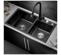 ZQFHSX Évier de Cuisine Nano à Double cuve en Acier Inoxydable 304, Multifonctionnel, pour Bar, Maison ou Camping-Car, avec Robinet et Bouton de Commande sur comptoir, à encastrer ou à po