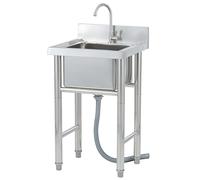 ZQFHSX Évier de Cuisine Professionnel en Acier Inoxydable avec Robinet - Grand évier, idéal pour l'extérieur, l'intérieur, Le Garage ou la buanderie.