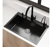 ZQFHSX Évier de Cuisine, Station de Lavage des Mains en Acier Inoxydable 304, avec Robinet extractible, Grand évier à Une cuve, bonde et Accessoires (Dimensions : 72 Pouces)