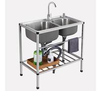 ZQFHSX Évier de Cuisine Utilitaire Commercial en Acier Inoxydable avec étagère de Rangement et Robinet pour Garage, Restaurant, Cuisine, buanderie, extérieur