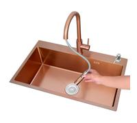 ZQFHSX Évier de préparation en acier inoxydable avec robinet - Évier de comptoir à simple cuve pour cuisine, bar, vaisselle, durable et élégant (75 x 45 x 21 cm)