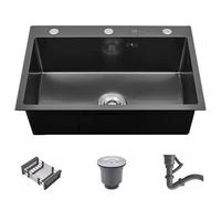 ZQFHSX Évier encastré à Une cuve, Grand Format, Indispensable dans la Cuisine, en Acier Inoxydable, pour Laver Les légumes et la Vaisselle, à Poser sur Le Plan de Travail (55 x 45 x 21 cm