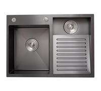 ZQFHSX Évier Noir de Haute qualité avec égouttoir intégré, Double cuve en Acier Inoxydable SUS 304 pour Un Nettoyage Facile, Ensemble de vidange Complet. Idéal pour la Cuisine, la Salle d