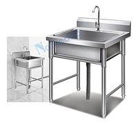 ZQFHSX Évier Utilitaire autoportant de qualité Commerciale, bac à lessive et bac à Vaisselle pour Usage intérieur et extérieur, Garage, Restaurant, Cuisine, buanderie/cellier, Acier inoxy