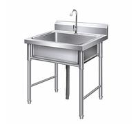 ZQFHSX Évier Utilitaire autoportant pour buanderie, Station de Lavage pour balais, revêtement de Sol Commercial Robuste en Acier Inoxydable pour la Maison, Le Jardin, Le Garage, l'atelier