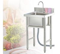 ZQFHSX Évier Utilitaire avec Robinet, bac à lessive Robuste pour buanderie, sous-Sol, Garage ou Atelier, Station de Lavage autoportante