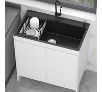 ZQFHSX Évier Utilitaire sur Pied avec Meuble pour Cuisine Professionnelle, Robinet extractible, Garage extérieur, buanderie - Robinet