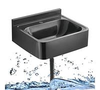 ZQFHSX Lavabo Mural, évier de Salle de Bain à Une cuve avec Robinet et bonde, utilisé dans Les Bars, cafés et Cuisines/Noir - 50 x 44 x 15 cm/pièce