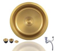 ZQFHSX Mini évier de Cuisine Rond en Acier Inoxydable 32/36/40 cm • Évier à encastrer sous Plan • Petit bac Unique pour Camping-Car, Bar, Restaurant • Bac à Vaisselle doré (40 x 40 x 19 c