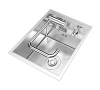 ZQFHSX Mini évier en acier inoxydable argenté invisible avec robinet pliable et couvercle, pour cuisine, studio, balcon, restaurant (30 x 45 22 cm)