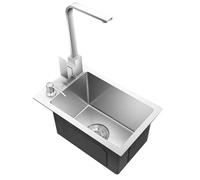 ZQFHSX Petit évier de cuisine compact en acier inoxydable - Mini étroit et long - Pour laver les légumes, la vaisselle, économiser de l'espace - Bar RV - Appartement - Petite maison (55 x 35 x 22 cm)
