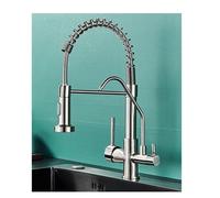 ZQFHSX Robinet de Cuisine et de Salle de Bain à Double poignée en Nickel brossé, avec Remplissage Mixte. Durable et élégant. Facile à Installer.