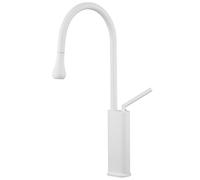ZQFHSX Robinet de Cuisine extractible, mitigeur monocommande à Bec Haut avec douchette, Style Moderne Blanc, pour lavabo ou Vasque Polyvalente.