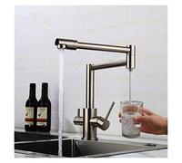 ZQFHSX Robinet de Cuisine Noir en Laiton Massif avec Filtre à Eau intégré, mitigeur d'évier à Trois Voies Pliable en Nickel brossé.