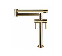 ZQFHSX Robinet de Cuisine remplisseur de casseroles, Robinet d'évier télescopique Pliable Mural, Robinet de cuisinière à Double Articulation, Bras pivotant, Deux poignées, Un Seul Trou, e