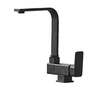 ZQFHSX Robinet d'évier de Cuisine en cuivre Noir Mat, mitigeur Eau Chaude/Eau Froide à poignée Unique, Rotation à 360°, Ouverture intérieure Rabattable à 90°, Robinet Bas
