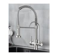 ZQFHSX Robinet mitigeur Double poignée en Nickel brossé, avec Remplissage d'eau Mixte, pour Cuisine ou Salle de Bain. Durable et élégant.