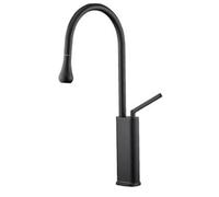 ZQFHSX Robinet mitigeur Haut Noir Mat pour lavabo de Cuisine ou Salle de Bain, douchette extractible, Bec Haut, Levier Unique, monotrou, pour Vasque.