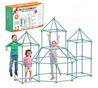 zqiliboyi Kit de Construction de Fort pour Enfants, 140 PCS Jouet Fort créatif, Bricolage Construction Châteaux Tunnels Jouer Tente, STEM Maison Jouet Intérieur et Extérieur, pour Garçons Fille Âge 4+