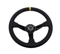 ZQINGQING Volants Sport 14inch 350mm Plat de Profondeur réel Cuir Rallye réglage Racing Direction Roue dérivant Roue de Pilotage avec