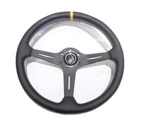 ZQINGQING Volants Sport Roue de Direction Plate de 15 Pouces 380mm de 380 mm/Volant en Cuir(Black)