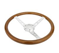 ZQINGQING Volants Sport Volant de Voiture 380mm Matériau en Bois 15 Pouces Volant de Course Classique avec Bouton de Corne(Orange)