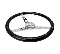 ZQINGQING Volants Sport Volant de Voiture 380mm Matériau en Bois 15 Pouces Volant de Course Classique avec Bouton de Corne(Black)