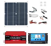 ZQIRUIQZ Kit Complet De Panneaux Solaires 50 W avec Onduleur 110 V/220 V 4 000 W, Contrôleur 50 A Et Panneau Solaire 50 W 12 V, Système d'alimentation Solaire pour Réseau Domestique(Red,12V-110V)