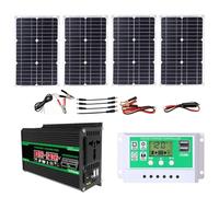 ZQIRUIQZ Kit Complet D'onduleur Solaire 4000W avec Contrôleur 50A Et Panneau Solaire 100W, pour Système d'alimentation Domestique Et Extérieur(Black,12V-220V)
