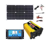 ZQIRUIQZ Kit Onduleur Solaire 4000W - Conversion 12V vers 220V avec Contrôleur De Charge 30A + Panneau Solaire 18W 12V | Générateur Solaire Portable pour Maison, Camping Et Urgences(Yellow,12V-110V)
