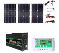 ZQIRUIQZ Kit Onduleur Solaire Complet 4000W RV Solar Panel Kit Includes 50A Controller and 75W Solar Panel for Home and Outdoor Power Generation(Black,12V-110V)