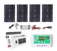 ZQIRUIQZ Kit Panneau Solaire 100W avec Onduleur 4000W 12V vers 220V/110V Et Régulateur De Charge 50A, Kit Onduleur Solaire, Système Solaire Hors Réseau pour Maison Ou Extérieur(12V-110V)